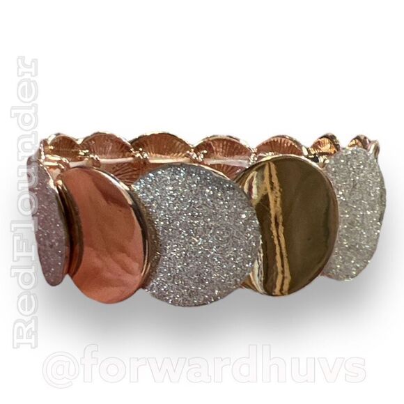 Bundle Sale 3 for $15 | Rose Gold & Silver Stretch Bracelet - Picture 3 of 6